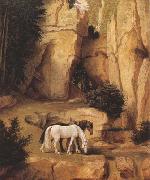 Moritz von Schwind A Hermit Leading Horses to the Trough (mk22) oil painting on canvas